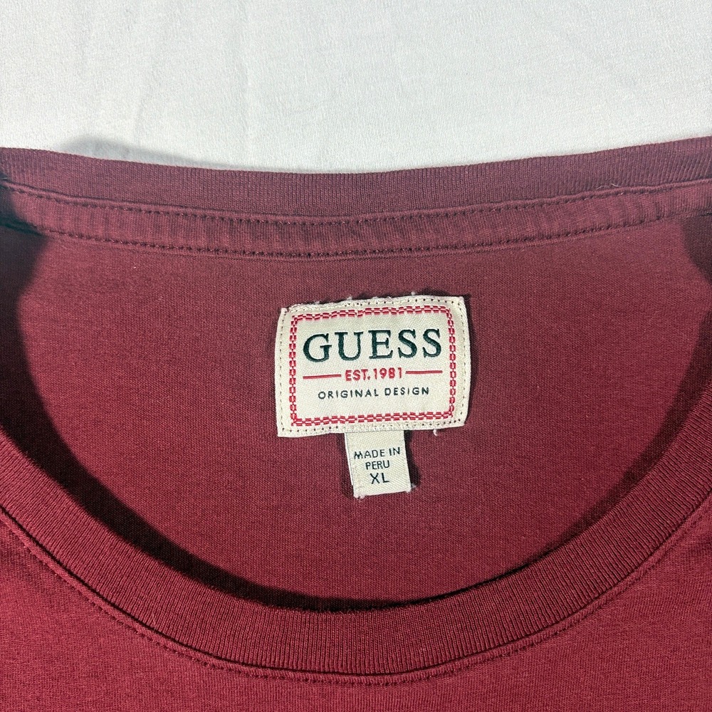 Guess Men's Crewneck Short Sleeve Shirt Size XL Embroidered Logo Red Casual - Picture 4 of 8